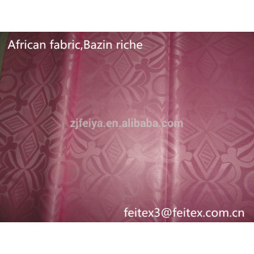 Cor-de-rosa guiné brocado oeste africano vestuário tecido shadda damasco bazin riche polyster têxteis estoque venda de moda nova